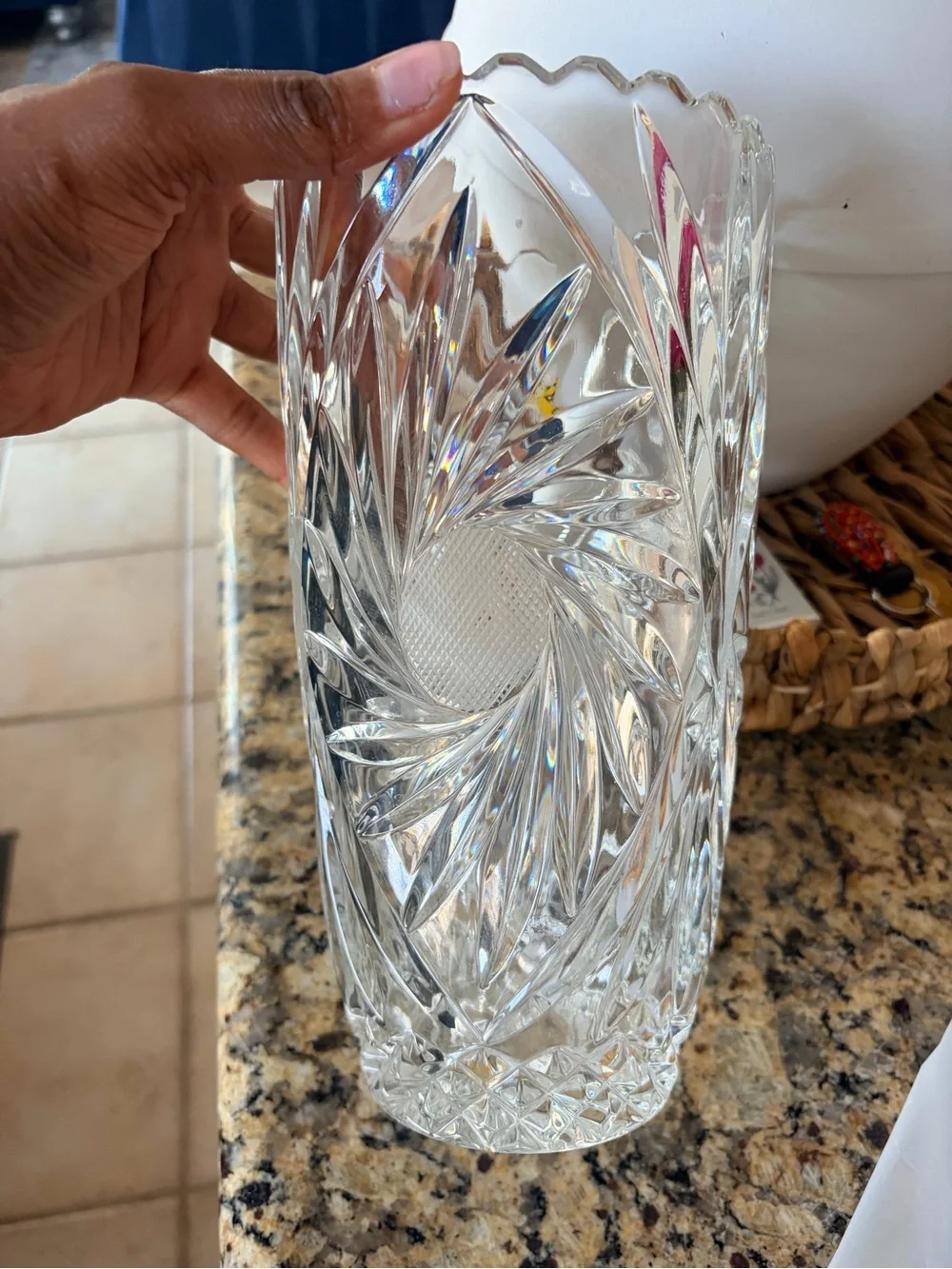 Clear Cut Lead Crystal Decorative Vase - Clear